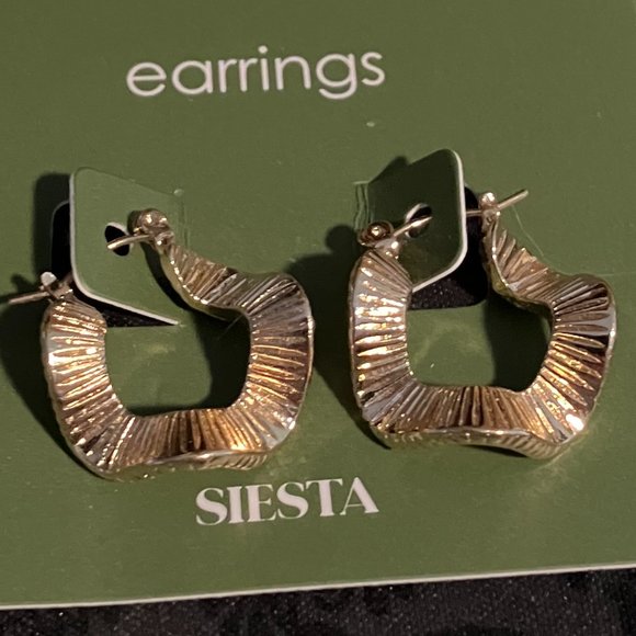 Siesta Gold Faceted Hoop Earrings - Picture 2 of 3